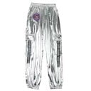 Ensemble de danse pour filles, veste et pantalon de hip hop, ensemble métallique argenté en polyester avec écusson pour street dance 4