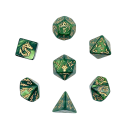 Ensemble de dés à jouer 7 pièces vert avec dragon doré RPG Donjons et Dragons dés polyédriques fantasy pour jeux de société 3