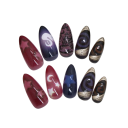 Ensemble de design de 24 ongles décoratifs en 12 tailles de 25,6 à 18,3 mm Forme amande Surfaces brillantes Motifs colorés Colle et bande de polissage 2