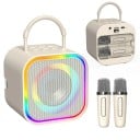 Ensemble de karaoké avec haut-parleur et 2 microphones Bluetooth 5.3 portée 15 m lumières RGB et 5 modes sonores batterie 1200 mAh 2