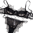 Ensemble de lingerie en dentelle pour femmes avec broderie soutien-gorge et culottes polyester élasthanne pour un usage quotidien 2