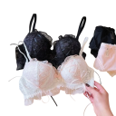 Ensemble de lingerie en dentelle pour femmes avec lacets décoratifs et volants en coton léger, ensemble soutien-gorge et culottes à porter 8
