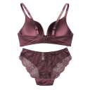 Ensemble de lingerie en dentelle pour femmes, soutien-gorge et culottes en élasthanne polyamide bordeaux pour un usage quotidien 2