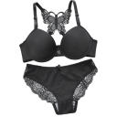 Ensemble de lingerie pour femmes en dentelle avec un dos décoratif en forme de papillon, soutien-gorge et culottes en polyester et élasthanne pour un usage quotidien 2