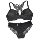 Ensemble de lingerie pour femmes en dentelle avec un dos décoratif en forme de papillon, soutien-gorge et culottes en polyester et élasthanne pour un usage quotidien 5