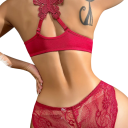 Ensemble de lingerie pour femmes en dentelle avec un dos décoratif en forme de papillon, soutien-gorge et culottes en polyester et élasthanne pour un usage quotidien 6