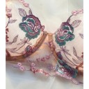 Ensemble de lingerie pour femmes en dentelle semi-transparente rose avec broderie colorée de fleurs, soutien-gorge à armatures et doubles bretelles et culotte 7