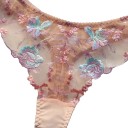 Ensemble de lingerie pour femmes en dentelle semi-transparente rose avec broderie colorée de fleurs, soutien-gorge à armatures et doubles bretelles et culotte 6