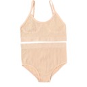 Ensemble de lingerie pour femmes en maille côtelée, culottes taille haute et bralette sans armatures avec bord élastique 7