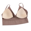 Ensemble de lingerie pour femmes, soutien-gorge à fines côtes sans armatures avec décolleté en V et coussinets amovibles et string à taille large 13