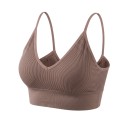 Ensemble de lingerie pour femmes, soutien-gorge à fines côtes sans armatures avec décolleté en V et coussinets amovibles et string à taille large 14