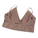 Ensemble de lingerie pour femmes, soutien-gorge à fines côtes sans armatures avec décolleté en V et coussinets amovibles et string à taille large 10