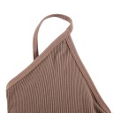 Ensemble de lingerie pour femmes, soutien-gorge à fines côtes sans armatures avec décolleté en V et coussinets amovibles et string à taille large 16