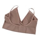 Ensemble de lingerie pour femmes, soutien-gorge à fines côtes sans armatures avec décolleté en V et coussinets amovibles et string 10