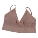 Ensemble de lingerie pour femmes, soutien-gorge à fines côtes sans armatures avec décolleté en V et coussinets amovibles et string 9
