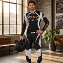 Ensemble de maillot de motocross à manches longues et de pantalons avec des panneaux latéraux blancs et des inscriptions dorées pour motocross 6