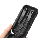 Ensemble de manucure et pédicure de luxe dans un étui en cuir, coupe-ongles, lime, ciseaux à ongles, coupe-peau, cuillère auriculaire, ensemble de voyage pour ongles en acier inoxydable 6 pièces 3