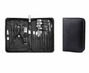 Ensemble de manucure et pédicure en acier inoxydable Outils multifonctionnels pour les ongles des mains et des pieds Ensemble de ciseaux à manucure, lime, cuillère auriculaire, coupe-ongles, pince à épiler Ensemble d'outils dans un étui en cuir 30 pièces 2