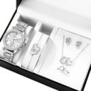 Ensemble de montres et bijoux pour femmes Alliage Collier bracelet boucles d'oreilles bague Cœurs entrelacés Accessoires élégants Cadeau 1