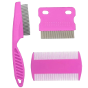 Ensemble de peignes anti-puces pour animaux de compagnie 3 pcs Peigne à poux Peigne de soin pour chiens et chats Peigne pour démêler le pelage autour du visage 2