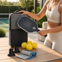 Ensemble de pickleball 2 raquettes et 4 balles avec serviettes et sac 40 x 20 x 1,4 cm Raquettes légères en graphite Noires avec motif blanc 5