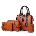Ensemble de sacs à main pour femmes 4 pcs Sac à main 25 x 23 x 12 cm Petit sac à bandoulière Pochette et étui pour cartes en simili cuir 3