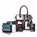 Ensemble de sacs à main pour femmes 4 pièces avec motif écossais Sac à main Sac à bandoulière Pochette et étui à cartes en simili cuir 5