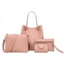 Ensemble de sacs à main pour femmes 4 pièces en simili cuir avec surface grainée Sac à bandoulière spacieux Petit sac avec bandoulière 3