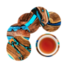 Ensemble de sous-verres en bois 12 pcs design vintage motif bois ronds sous-plat environ 10 × 10 cm sous-verres décoratifs pour tasses et verres 4