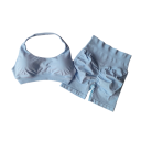 Ensemble de sport pour femmes avec shorts et soutien-gorge de sport, uni, nylon, spandex, confortable et stylé pour le fitness et l'exercice 22