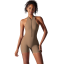 Ensemble de sport pour femmes débardeur et short avec zip au décolleté dos nu combinaison unie en nylon et spandex 17