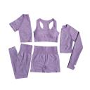 Ensemble de sport pour femmes Leggings shorts soutien-gorge de sport t-shirt à manches courtes et longues Ensemble de fitness uni 5