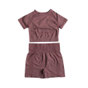 Ensemble de sport pour femmes Shorts et t-shirt à manches courtes Ensemble de fitness uni en nylon, polyester et spandex 6