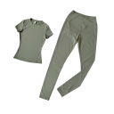 Ensemble de sport pour femmes T-shirt à manches courtes Leggings Uni Nylon Spandex Fitness yoga exercice 19