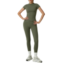 Ensemble de sport pour femmes T-shirt à manches courtes Leggings Uni Nylon Spandex Fitness yoga exercice 12