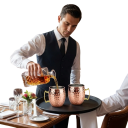 Ensemble de tasses en acier inoxydable avec surface martelée et anse 500 ml 6 × 10,5 cm en acier inoxydable cuivré pour boissons maison service 6