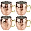 Ensemble de tasses en acier inoxydable surface martelée avec anse 500 ml 6 × 10,5 cm en acier inoxydable cuivré pour boissons maison 1