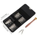 Ensemble de tournevis de précision dans un étui en cuir 24 embouts + poignée en aluminium Outil compact pour la réparation de montres 3