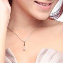 Ensemble élégant collier 45 cm et boucles d'oreilles Argent 925 Forme goutte d'eau Bijoux de mariage de fiançailles pour femmes 4