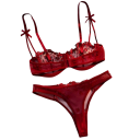 Ensemble en dentelle pour femmes avec soutien-gorge et culottes à broderies florales en nylon élasthanne pour un usage quotidien et de la lingerie 3