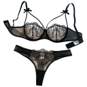 Ensemble en dentelle pour femmes avec soutien-gorge et culottes brodées en fine maille élastique polyester pour un usage quotidien 2