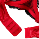 Ensemble en dentelle pour femmes, soutien-gorge et culottes avec broderie florale, élasthanne polyester rouge pour un usage quotidien, lingerie 3