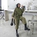 Ensemble femme chemise asymétrique avec volants et pantalon large avec élastique à la taille Coupe oversize Manches ballon Polyester 3