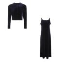 Ensemble femme deux pièces chemisier et robe Ensemble en velours avec boutons et fines bretelles Polyester Pour un usage quotidien 2