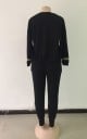 Ensemble femme sweat-shirt et pantalon de jogging avec décoration dorée brillante Ensemble noir à manches longues et col rond Polyester et coton 3