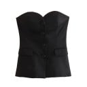Ensemble femme top sans bretelles et pantalon Coupe élégante en polyester Fermeture à boutons Pantalon long Temps libre et occasions 7
