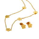 Ensemble harmonieux collier boucles d'oreilles en acier inoxydable Bijoux élégants assortis pour femmes avec éclat Accessoires durables pour femmes et filles 2