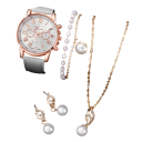 Ensemble montre et bijoux avec perles Chaîne élégante boucles d'oreilles bracelet Ensemble de bijoux en perles Cadeau pour femmes Bijou classique 1