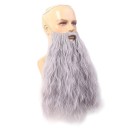 Ensemble perruque et barbe Perruque longue ondulée grise 86 cm avec barbe fournie Costume Cosplay Carnaval Fête thématique Accessoire de théâtre 3