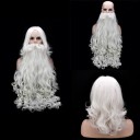 Ensemble perruque et fausses moustaches 60 cm Perruque 40 cm Perruque synthétique blanche avec longue barbe Costume Saint Nicolas Ange Carnaval 2